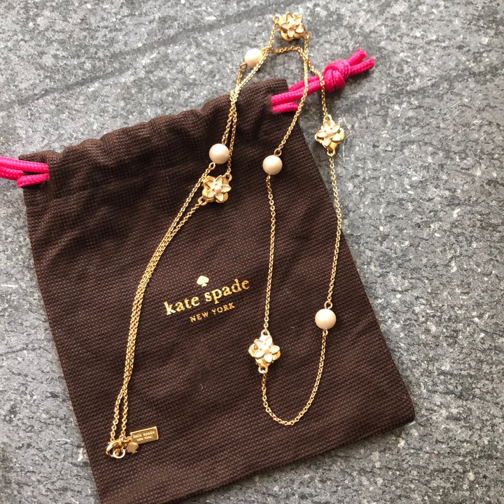 KATE SPADE Pearl & Flower Gold  30” NECKLACE